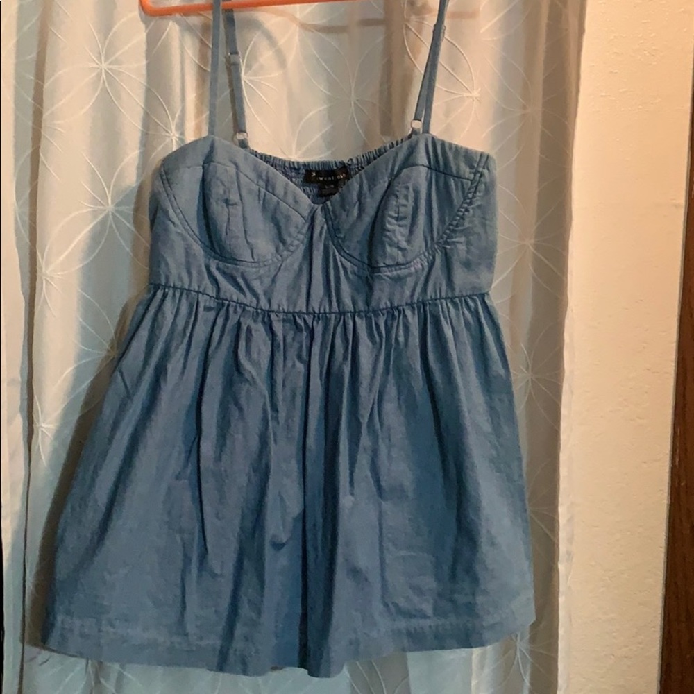 Denim top, elastic back! Great for summer!
